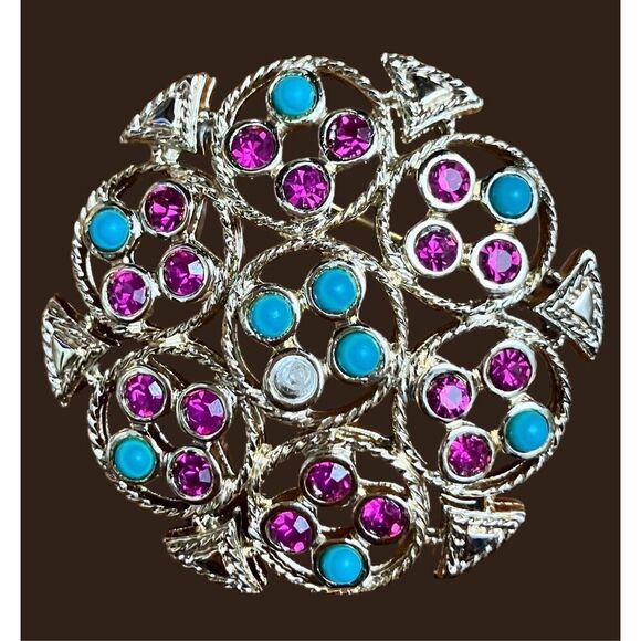 Sarah Coventry Gold-tone, Multi-Color 2” Brooch / NWOT - Picture 1 of 5